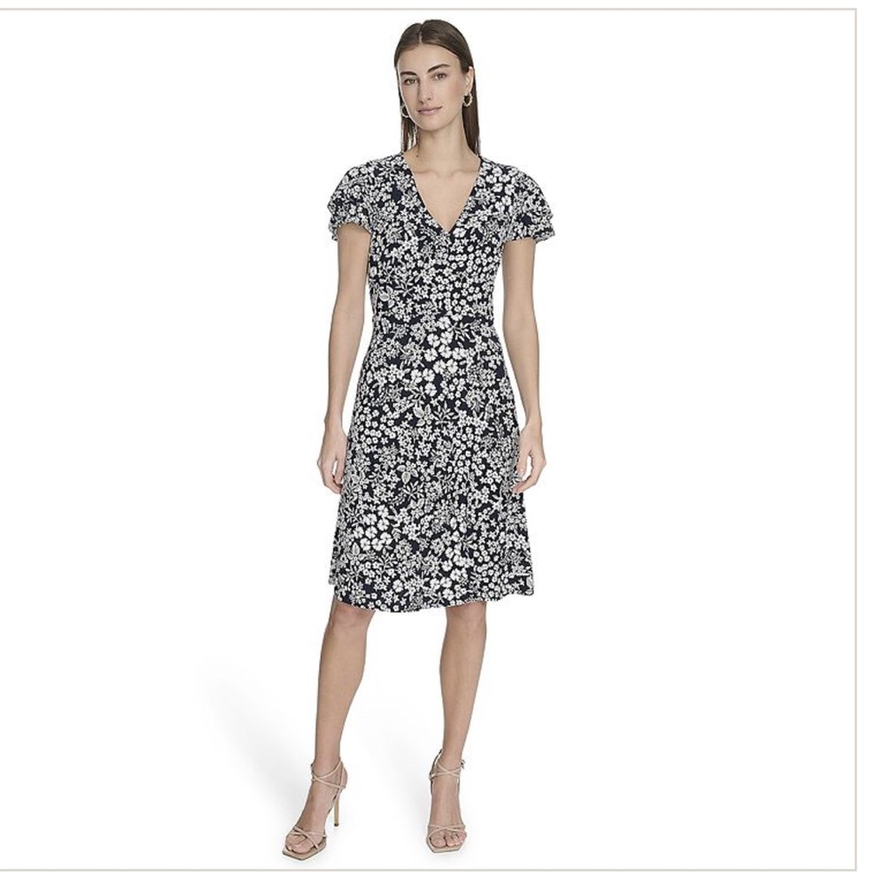 NEW HARPER ROSE RUFFLE MIDI SUNDRESS SIZE 8 M NAVY WHITE